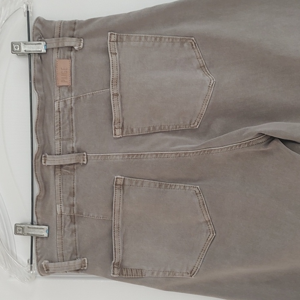 Paige High Rise Wide Leg Moss Taupe Brown Jeans Stretch Sz 26 Inseam 27.75 CARLY - Picture 6 of 12